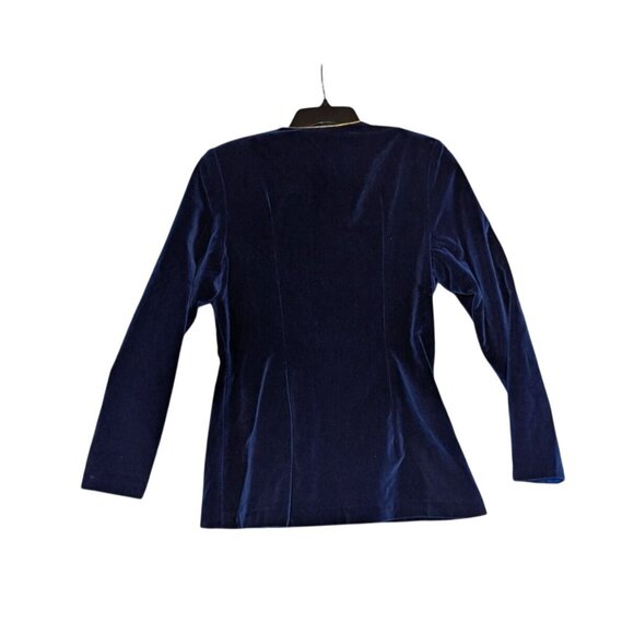 Vintage Reynolds Designs Velvet Blazer Navy W/ Gold Trim Womens Size 9/10 Single - Picture 6 of 6